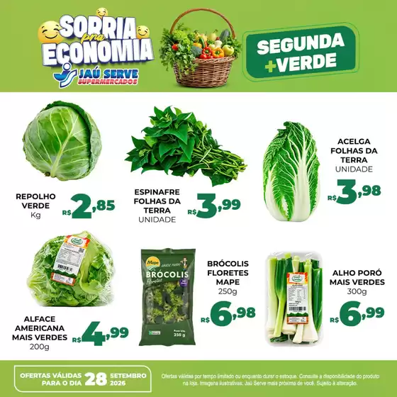 Catálogo Supermercados Jaù Serve | Segunda-feira Mais Verde | 2026-09-28T00:00:00.000Z - 2026-09-28T00:00:00.000Z