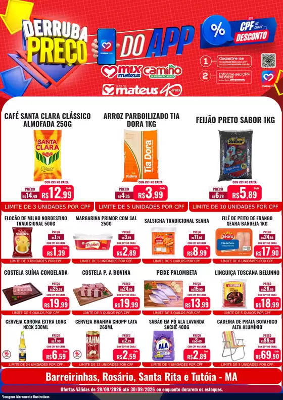 Catálogo Supermercados Mateus | Derruba preço do App | 2026-09-27T00:00:00.000Z - 2026-09-30T00:00:00.000Z