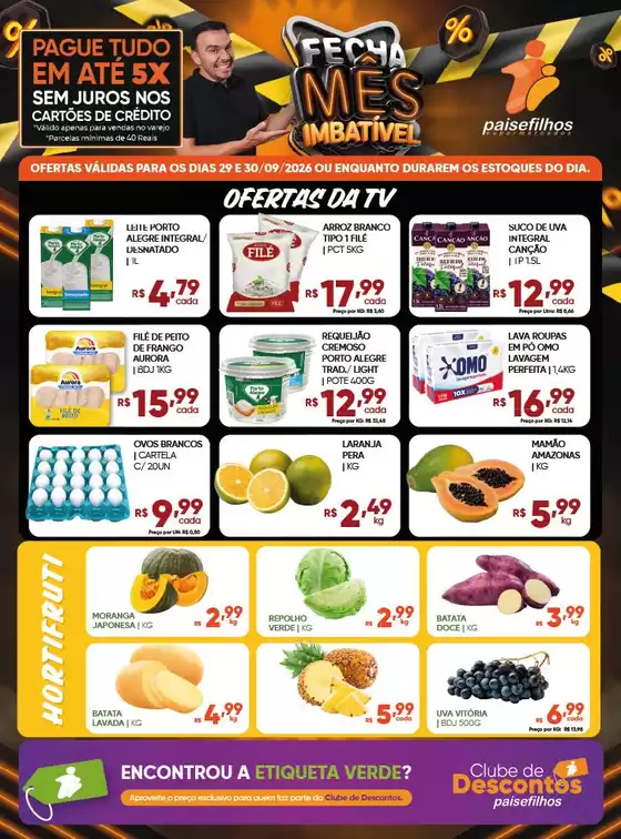 Catálogo Pais e Filhos Supermercados | Encarte Pais e Filhos Supermercados | 2026-09-29T00:00:00.000Z - 2026-09-30T00:00:00.000Z