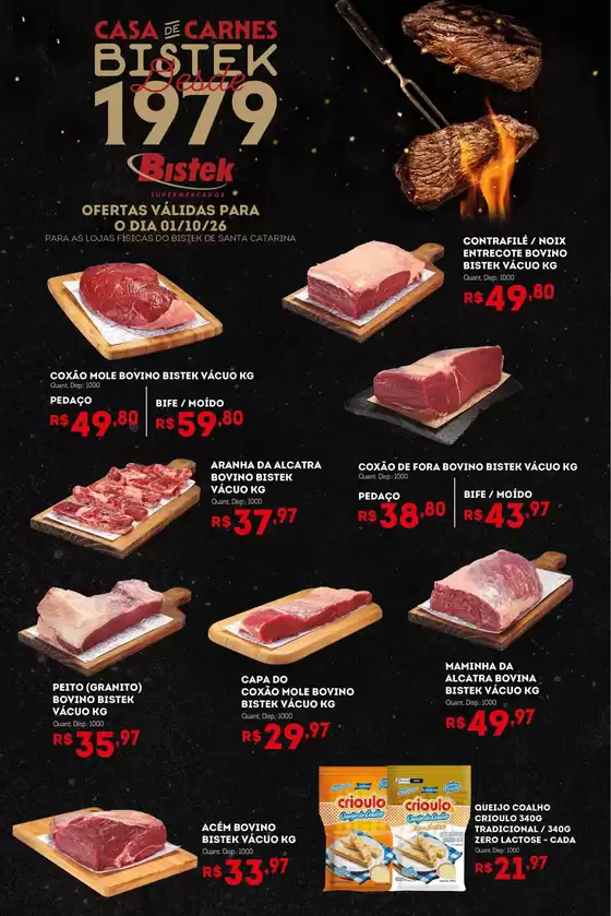 Catálogo Bistek Supermercados | QUINTA DAS CARNES - SC | 2026-10-01T00:00:00.000Z - 2026-10-01T00:00:00.000Z