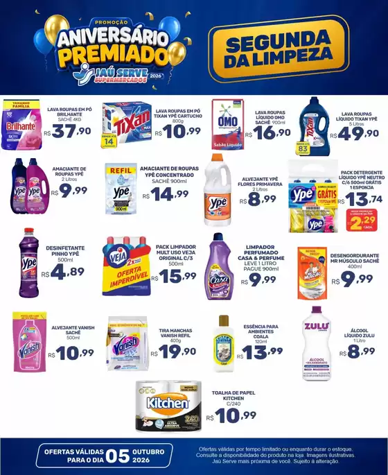 Catálogo Supermercados Jaù Serve | Segunda-feira de limpeza | 2026-10-05T00:00:00.000Z - 2026-10-05T00:00:00.000Z