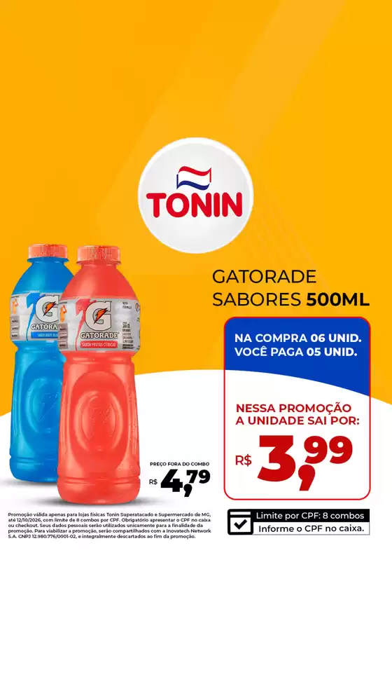 Catálogo Tonin Superatacado | MG GATORADE SABORES 500ML Stories crop 1080x1080 | 2026-10-06T00:00:00.000Z - 2026-10-12T00:00:00.000Z