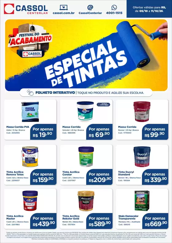 Catálogo Cassol em Araras | Ofertas exclusivas e pechinchas | 2026-10-05T00:00:00.000Z - 2026-10-11T00:00:00.000Z