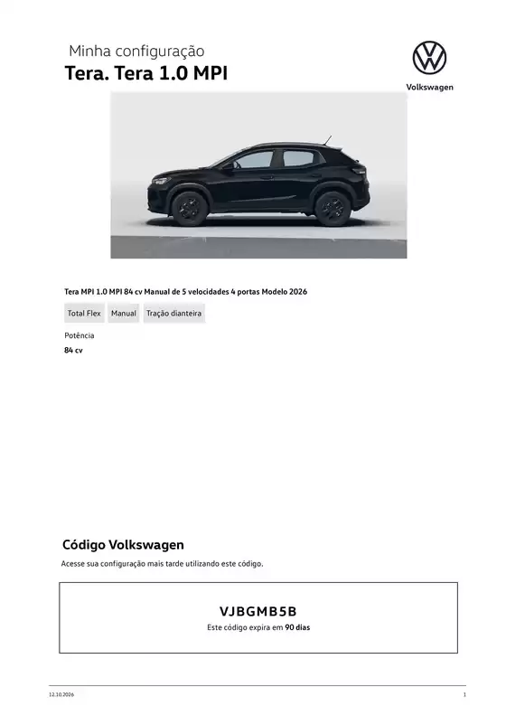 Catálogo Volkswagen em Quixeré | Tera. Tera 1.0 MPI | 2026-10-12T00:00:00.000Z - 2027-03-31T00:00:00.000Z