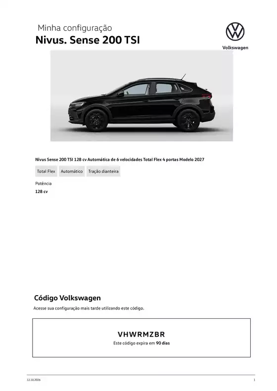 Catálogo Volkswagen em Quixeré | Nivus. Sense 200 TSI | 2026-10-12T00:00:00.000Z - 2027-12-31T00:00:00.000Z