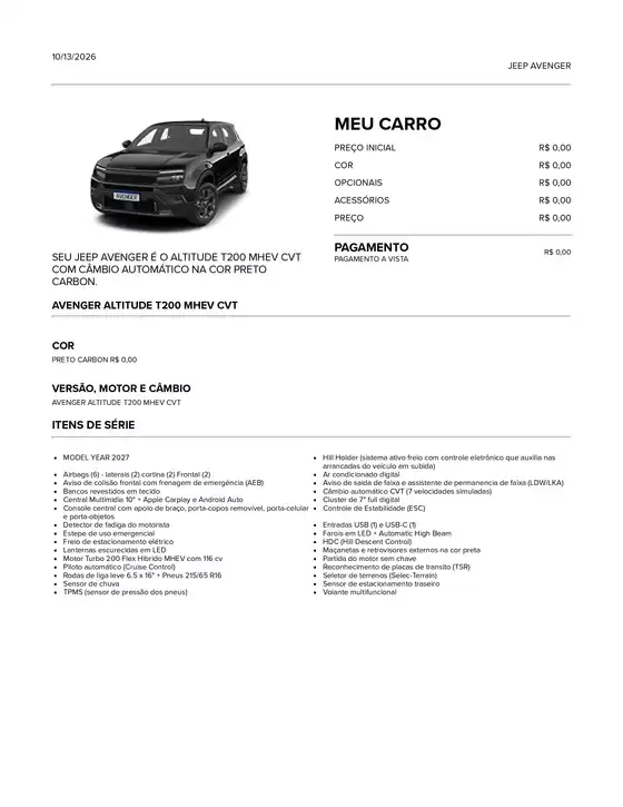 Catálogo Jeep | AVENGER ALTITUDE T200 MHEV CVT | 2026-10-13T00:00:00.000Z - 2027-12-31T00:00:00.000Z