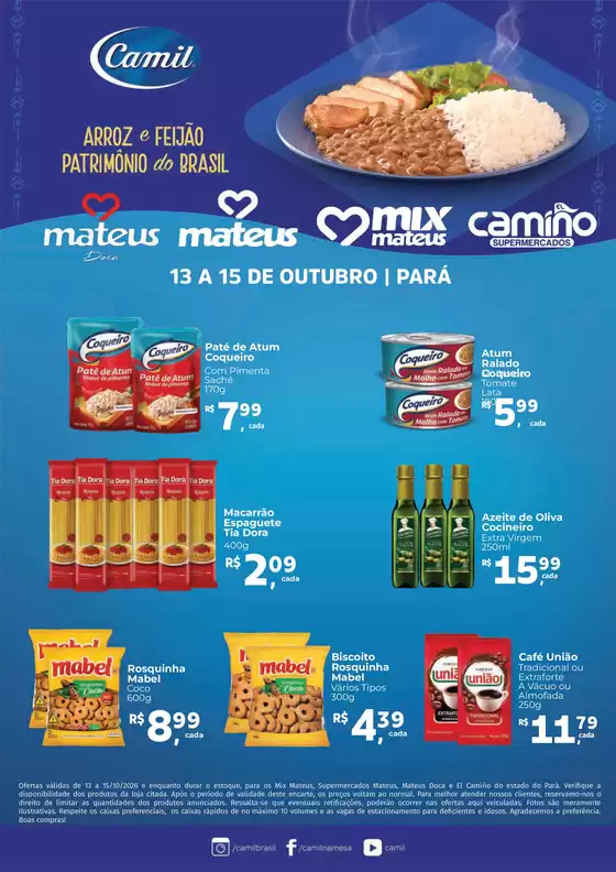 Catálogo Supermercados Mateus | Camil | 2026-10-12T00:00:00.000Z - 2026-10-15T00:00:00.000Z