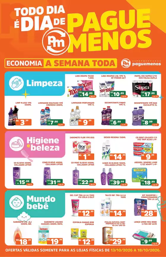 Catálogo Supermercados Pague Menos | Ofertas pague menos todo dia e dia de spm 13out a 18out | 2026-10-13T00:00:00.000Z - 2026-10-18T00:00:00.000Z