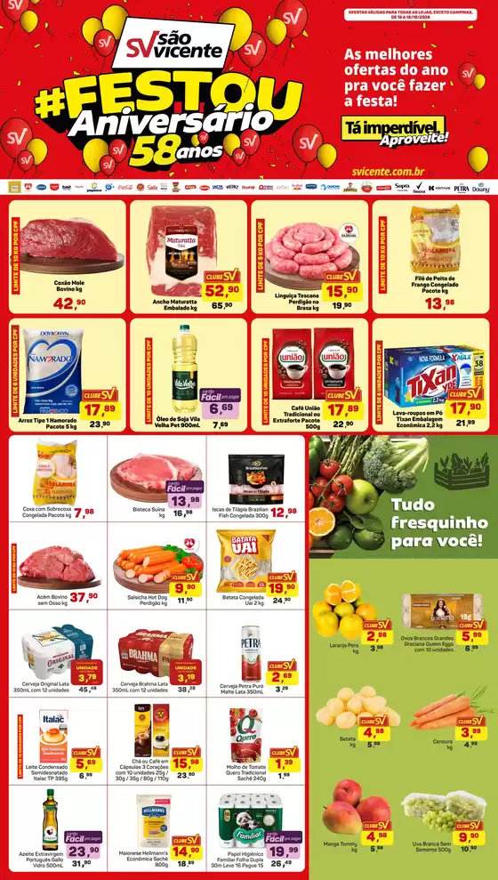 Catálogo Supermercados São Vicente | Encarte Supermercados São Vicente | 2026-10-16T00:00:00.000Z - 2026-10-18T00:00:00.000Z