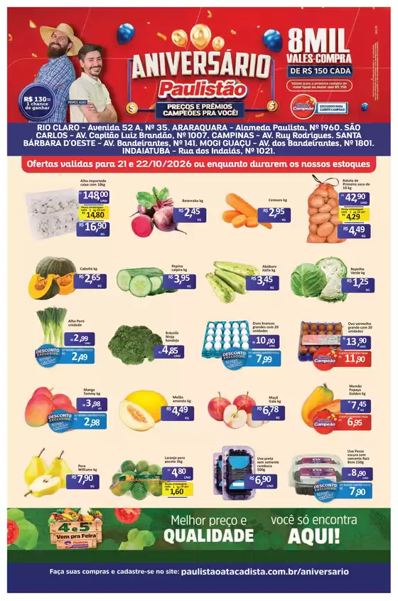 Catálogo Paulistão Atacadista | Melhores ofertas para todos os caçadores de pechinchas | 2026-10-21T00:00:00.000Z - 2026-10-22T00:00:00.000Z