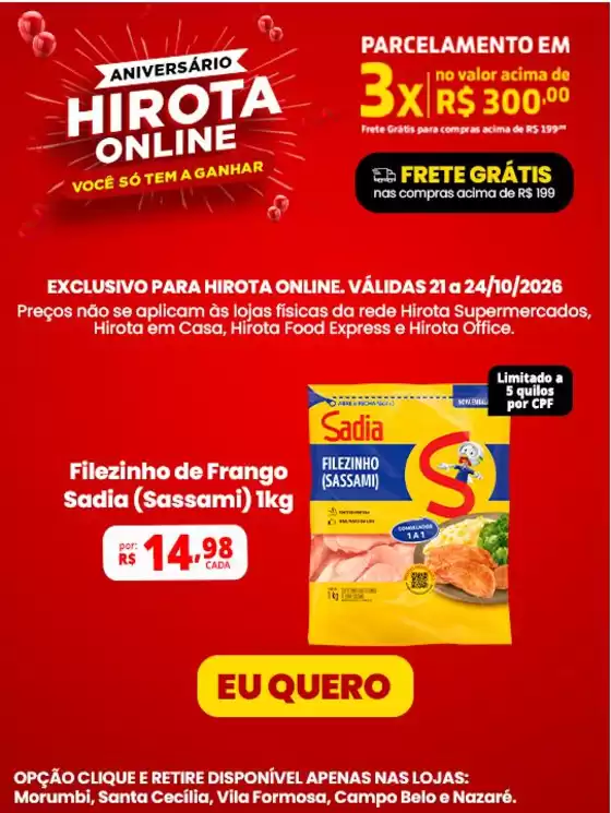 Catálogo Hirota Food Supermercado | Nossas melhores ofertas para você | 2026-10-21T00:00:00.000Z - 2026-10-24T00:00:00.000Z