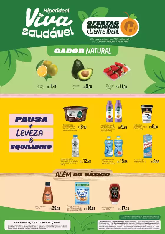 Catálogo Hiperideal Supermercados | Encarte Viva Saudável | 2026-10-28T00:00:00.000Z - 2026-11-03T00:00:00.000Z