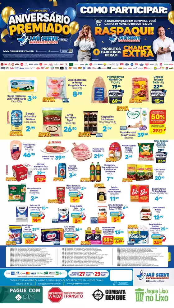 Catálogo Supermercados Jaù Serve | PROMOÇÃO ANIVERSARIO PREMIADO | 2026-10-28T00:00:00.000Z - 2026-10-29T00:00:00.000Z