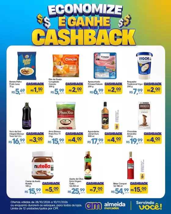 Catálogo Almeida Mercados | ECONOMIZE E GANHE CASHBACK | 2026-10-29T00:00:00.000Z - 2026-11-10T00:00:00.000Z