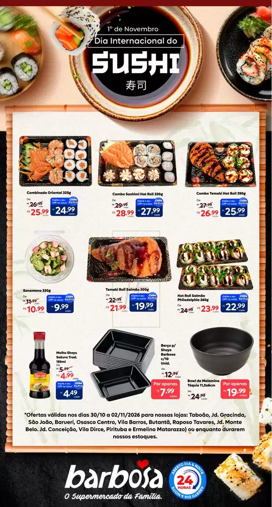 Catálogo Barbosa Supermercados | Lâmina Dia Internacional do Sushi | 2026-10-30T00:00:00.000Z - 2026-11-02T00:00:00.000Z